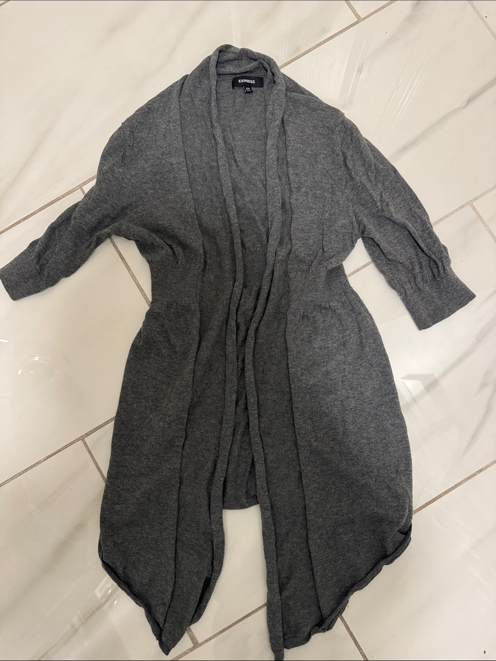 Express Charcoal Gray Longline Open Cardigan